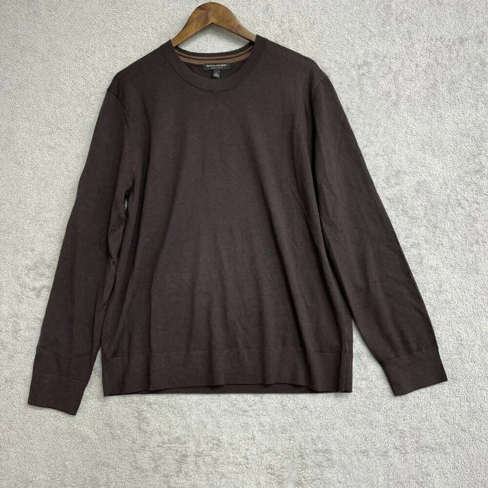 NEW Banana Republic Men's L Brown 100% Merino Wool Sweater Crew neck  M0118